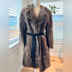 Vintage Beaver Fur Belted Wrap Coat
